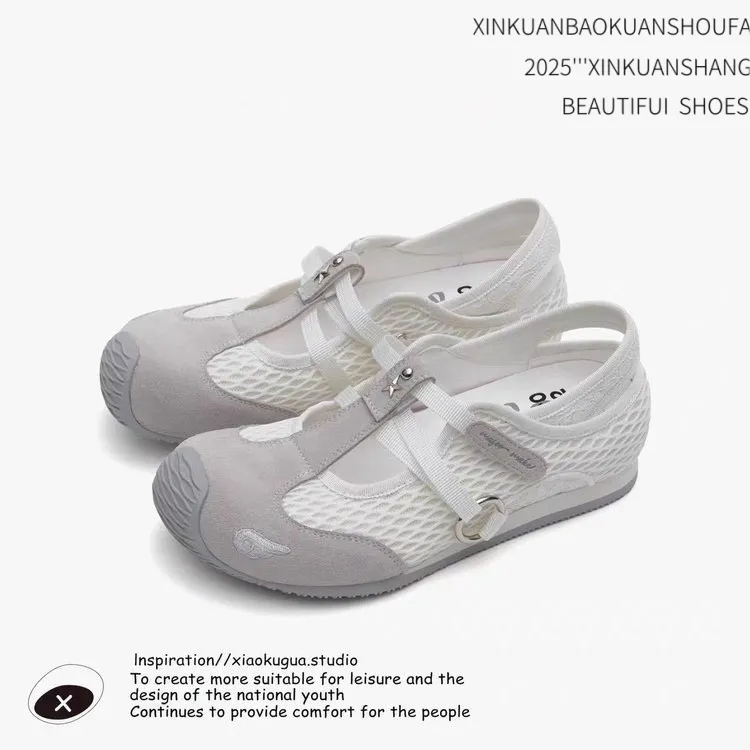 休闲拼色圆头浅口单鞋女低帮时装凉鞋洞洞鞋镂空夏季防滑运动凉鞋