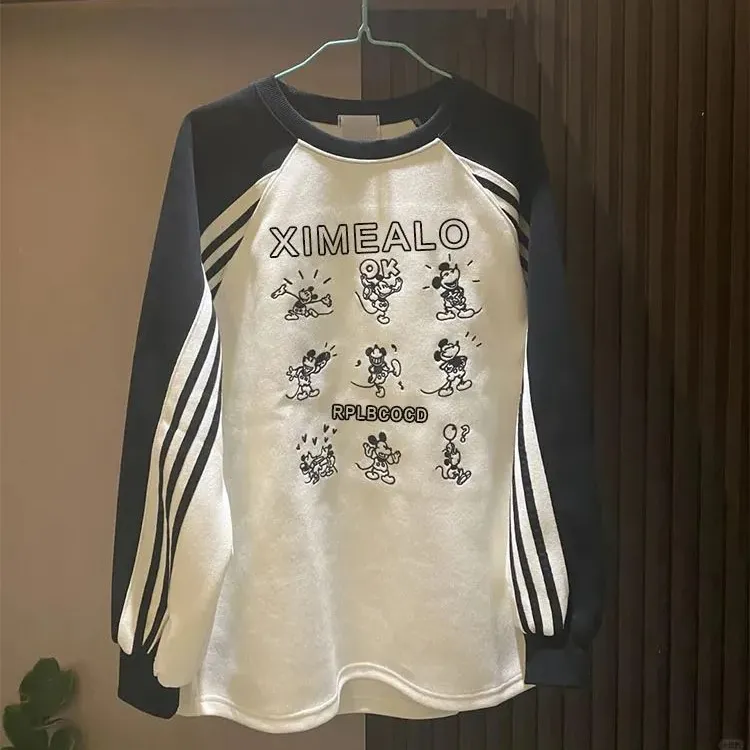 美式高街长袖t恤女秋季新款独特别致潮牌条纹高级感小众宽松上衣