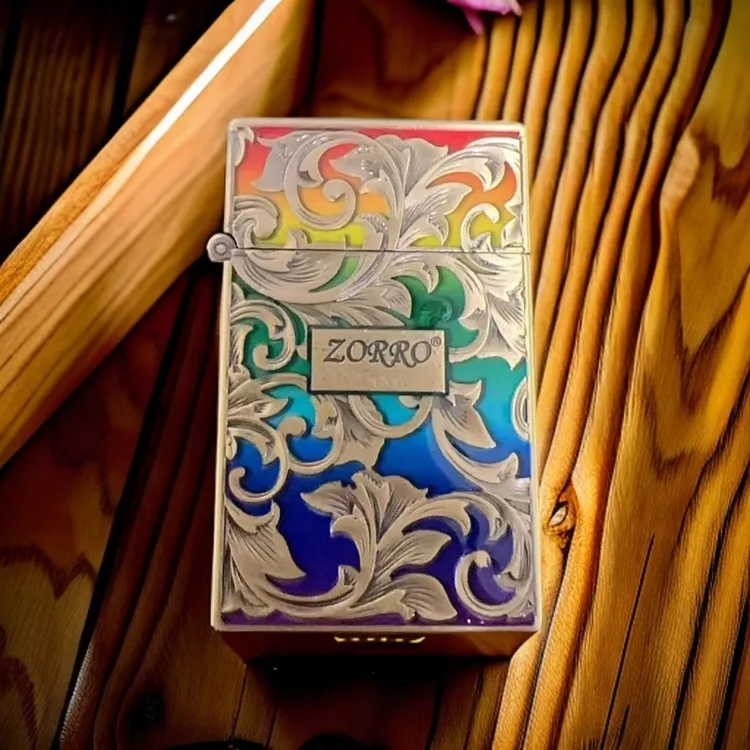 ZORRO佐罗盔甲一体机防风煤油打火机Z830-1C青铜夜光七彩唐草男士