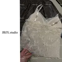 JBJX【以花遥祝 设计感带胸垫蕾丝吊带】蕾丝女装背心宽松型吊带