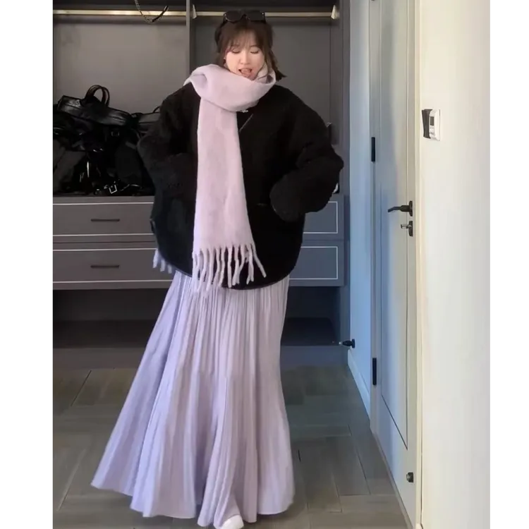 【薄荷雪糕】2025新年过年紫气东来穿搭高级感外套气质半身裙两件套