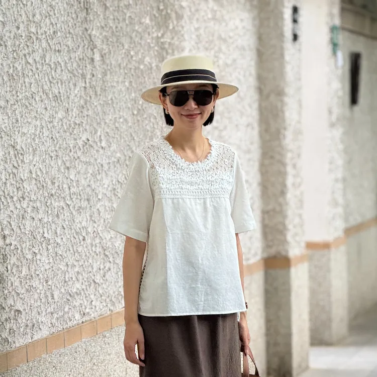 （YY推荐）恰好时光 气质休闲百搭夏季宽松圆领时尚显瘦女士短袖