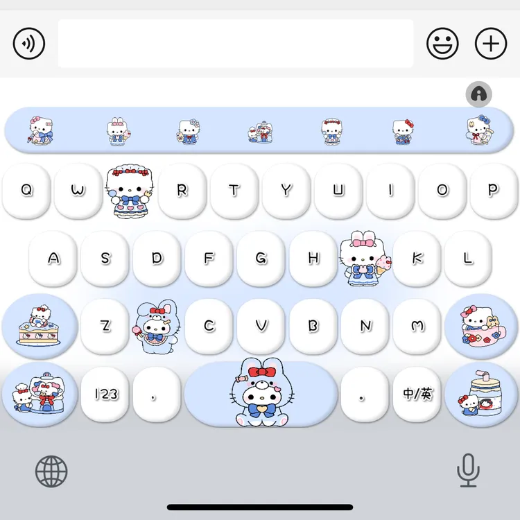奶糖kitty/ios苹果安卓百度输入法皮肤键盘白肚皮双色
