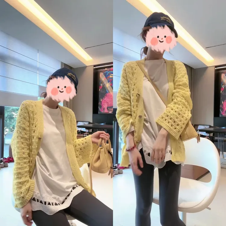 小众炸街高级感女装套装镂空长袖t恤针织开衫外套上衣两件套