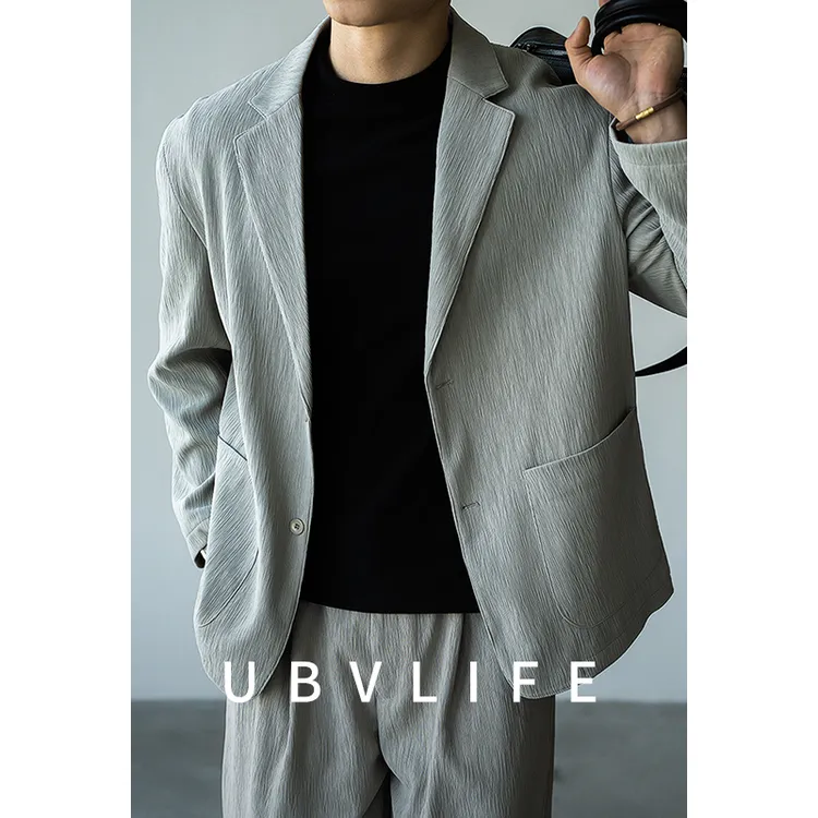 【旅行家系列】日系高端微皱阔版易打理休闲西服套装男商务上班单西