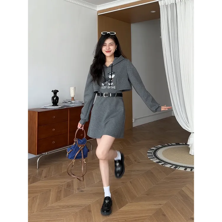 张阿星【岛屿午后】时髦松弛感连衣裙高级灰百搭款W425Q12338
