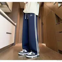 5230藏青色秋季青少年潮牌脚口两穿卫裤