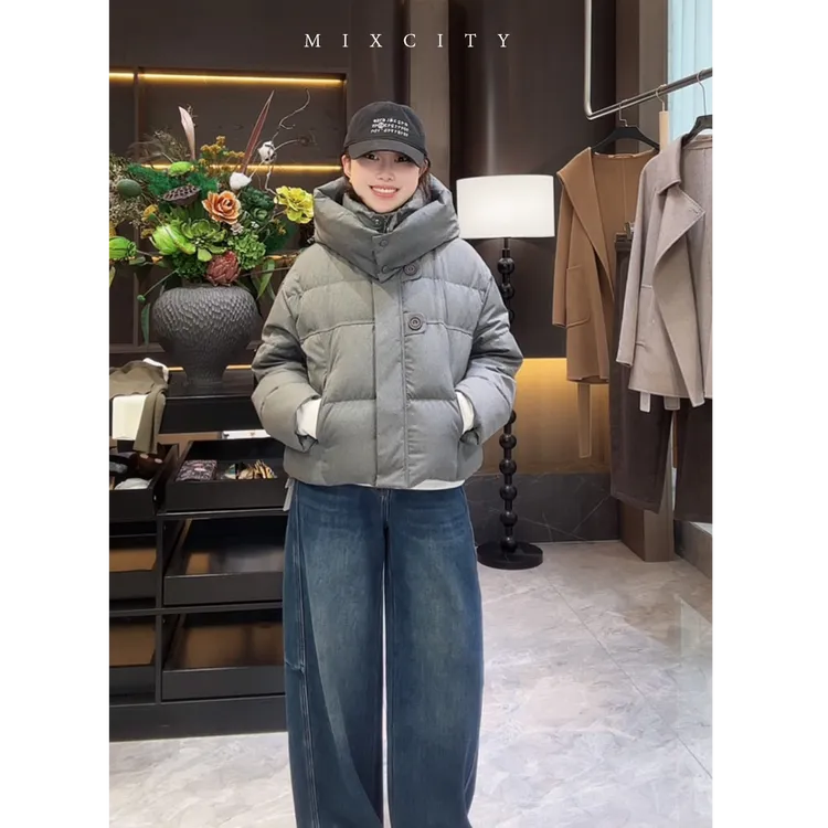 【MIXCITY亚楠家】石头羽绒◆量感暖核白鸭绒连帽羽绒服外套9212