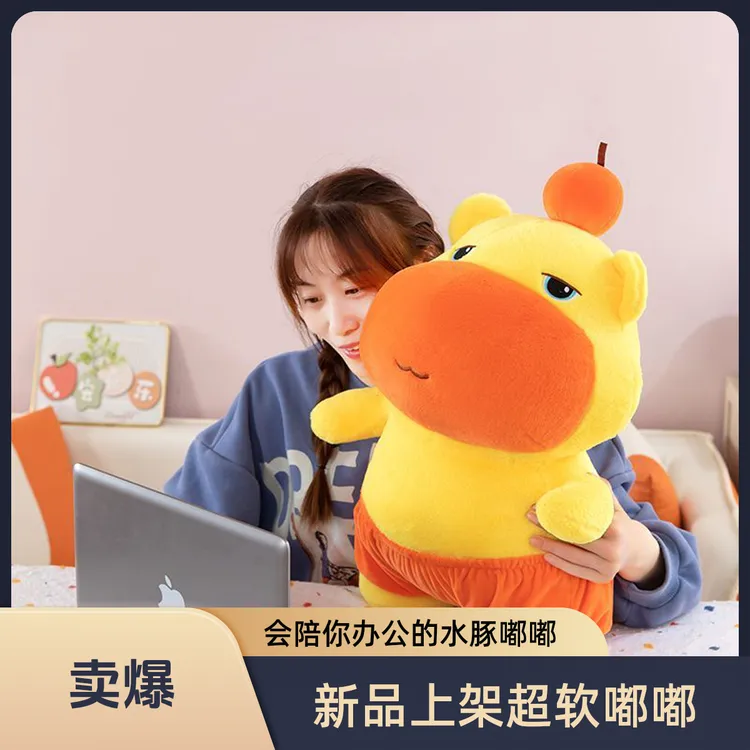 水豚噜噜公仔可爱水豚噜噜毛绒玩具公仔睡觉抱枕送女友闺蜜礼物