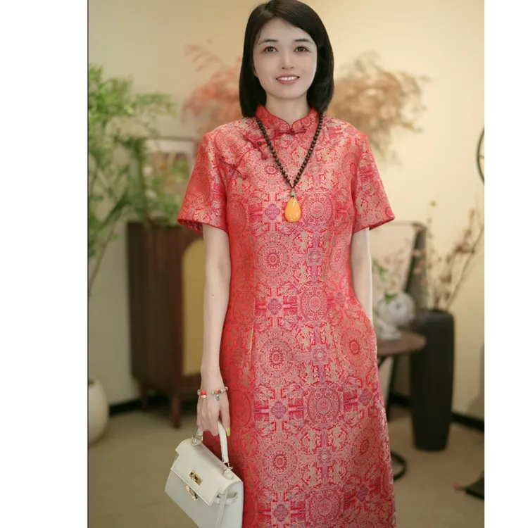 2025冬季新款【八达运修身版】婚宴喜婆婆喜妈妈新中式旗袍 HS25808
