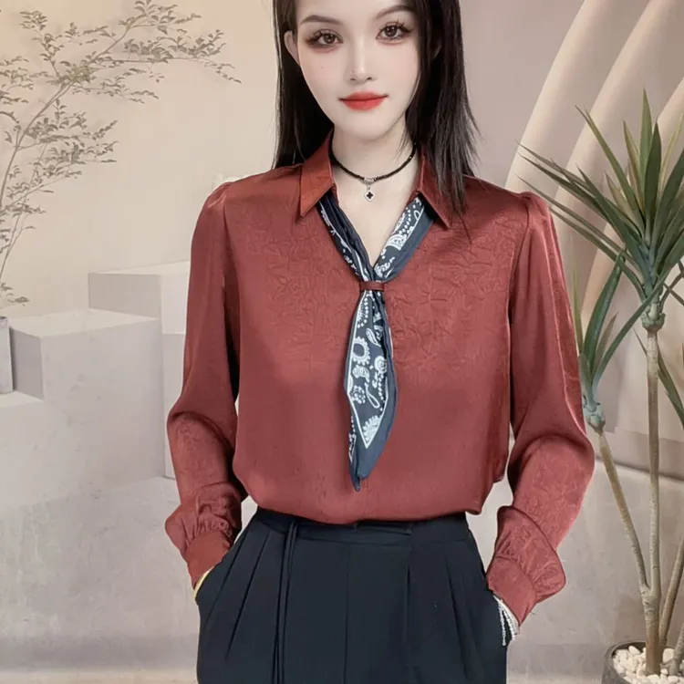 秋季新款衬衫女士时尚气质百搭高级感衬衣长袖洋气减龄显瘦上衣