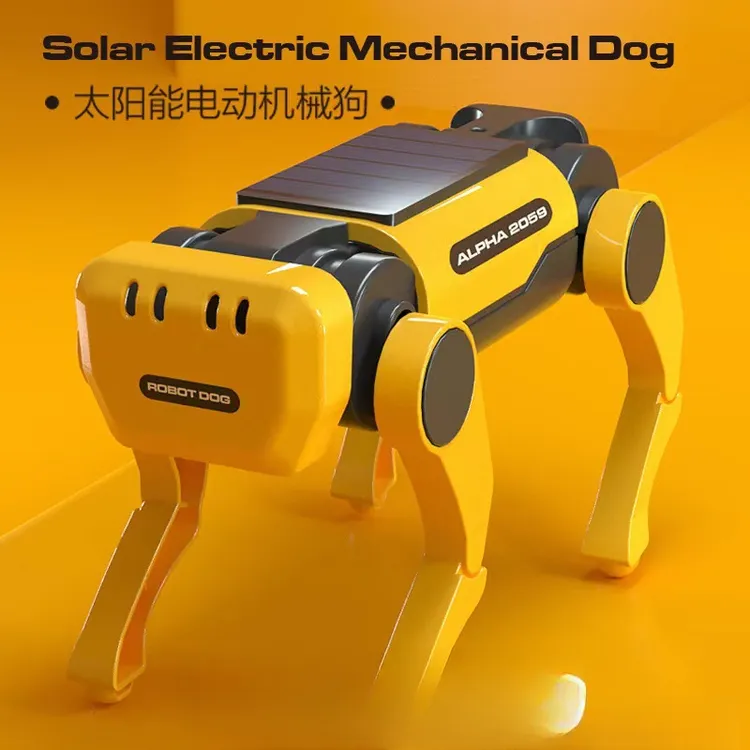 晒太阳就能走steam太阳能电动机器狗拼装玩具男孩益智机器人玩具