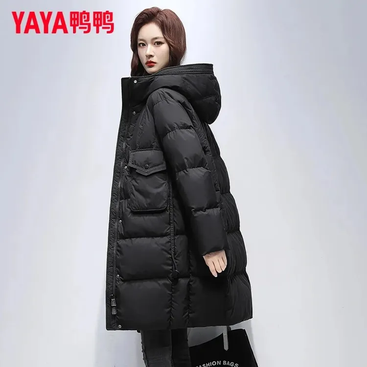 YAYA/鸭鸭韩版户外女士加厚休闲时尚冬季中长款羽绒服YE3B635645L