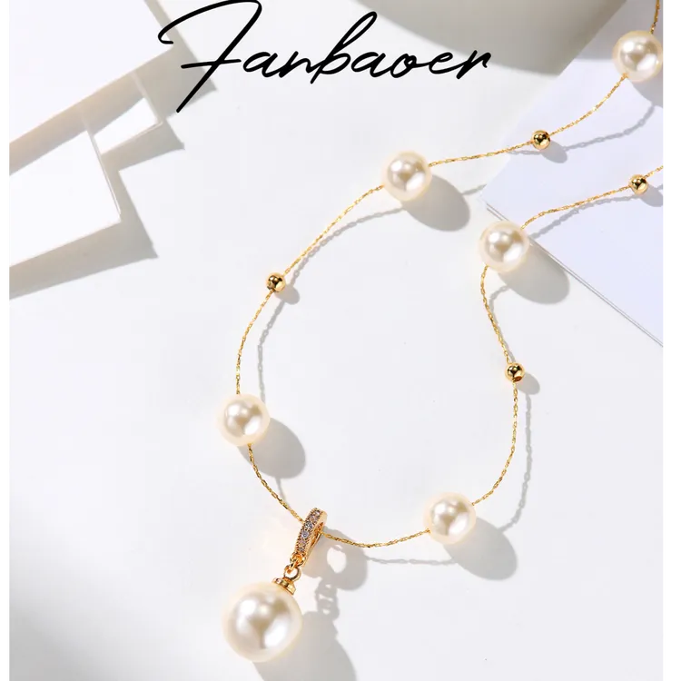 铜合金项链 铜合金项链手镯FANBAOER施家漫天星珍珠项链X02622