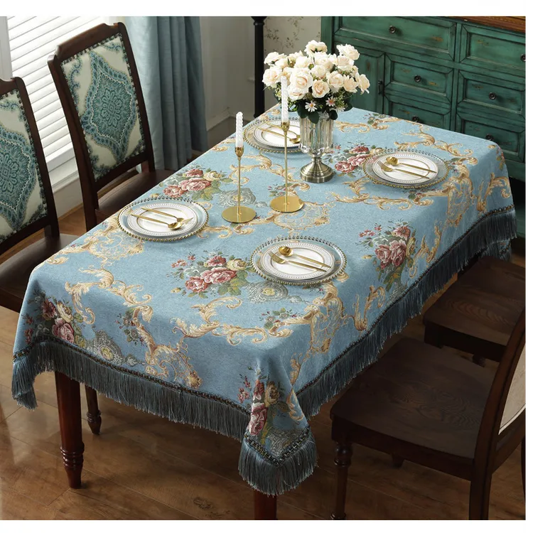 雪尼尔布艺桌布台布茶几布圆桌布氛围感盖巾防尘欧式加厚餐桌布