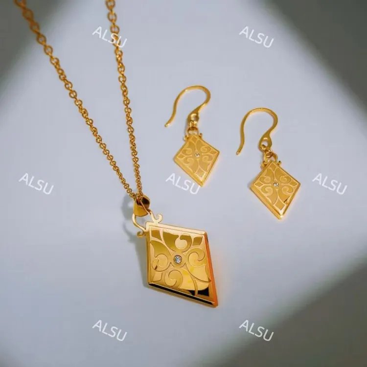 合金项链 ALSU原创经典新款民族风两件套项链耳环简约款百搭时尚