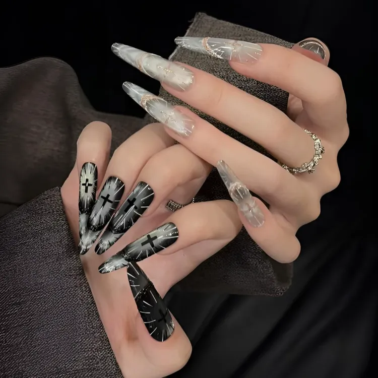 【神谕圣光】高品质重工手绘纯手工穿戴甲猫眼美甲款式推荐2025爆款