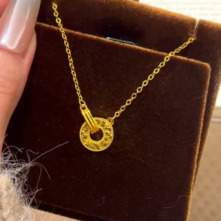 铜合金吊坠 环心永固项链 · 简约碎碎冰环环相扣吊坠套链百搭颈链