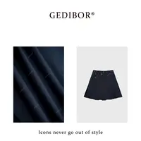 【GEDIBOR】“扣扣抽绳裙”高腰百褶抽绳半身裙