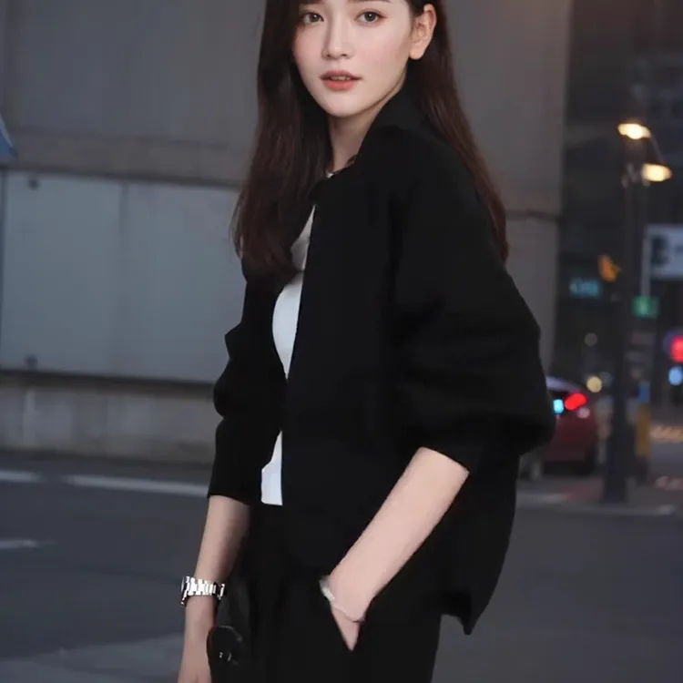 春秋新款韩版宽松休闲开衫卫衣2025简约百搭纯色上衣外套女