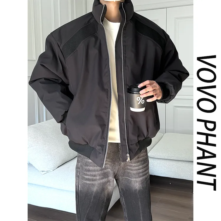VOVO美式拼接立领飞行夹克棉服男款秋冬季棒球服短款工装外套棉衣
