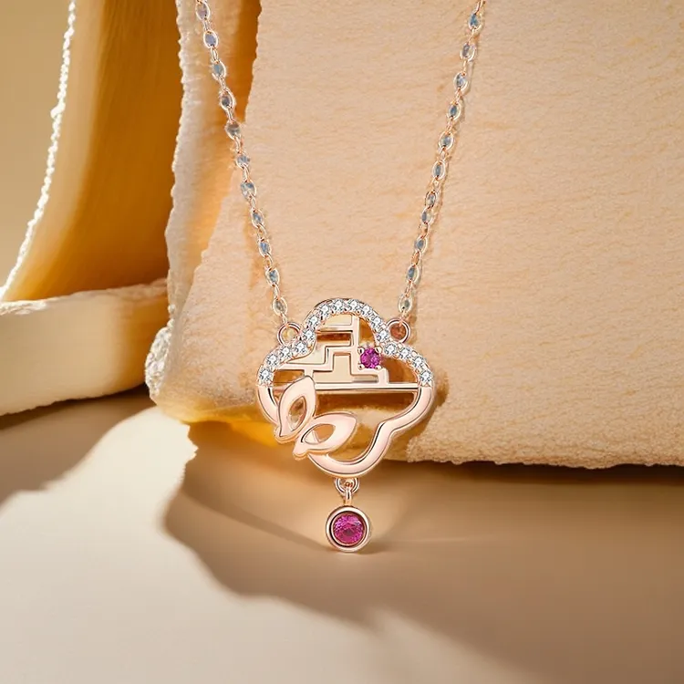 吊坠925银合成锆石 吊坠蝴蝶纯银窗花项链手链女四叶草小众锁骨链