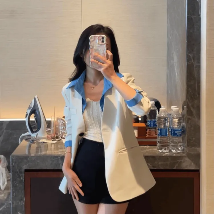 假两件小个子西装外套秋季气质休闲百搭时尚韩版设计感小众洋气