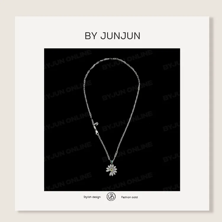 坠链均925银锆石 珺珺私物定制满钻小雏菊项链