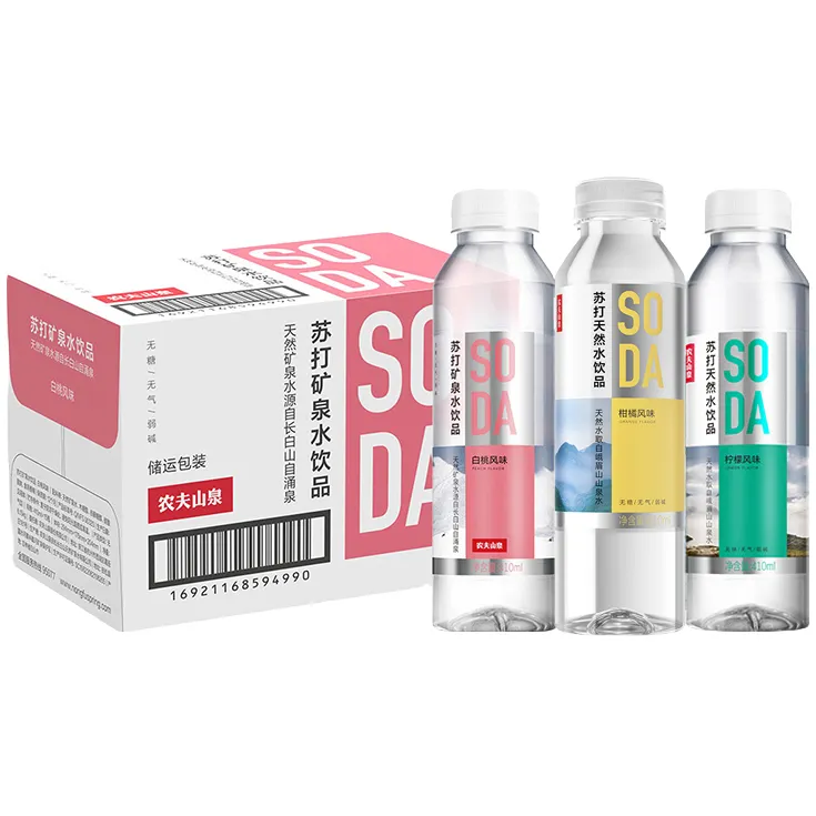 农夫山泉苏打水弱碱无糖0脂0卡饮料白桃柠檬风味410ml*15瓶整箱