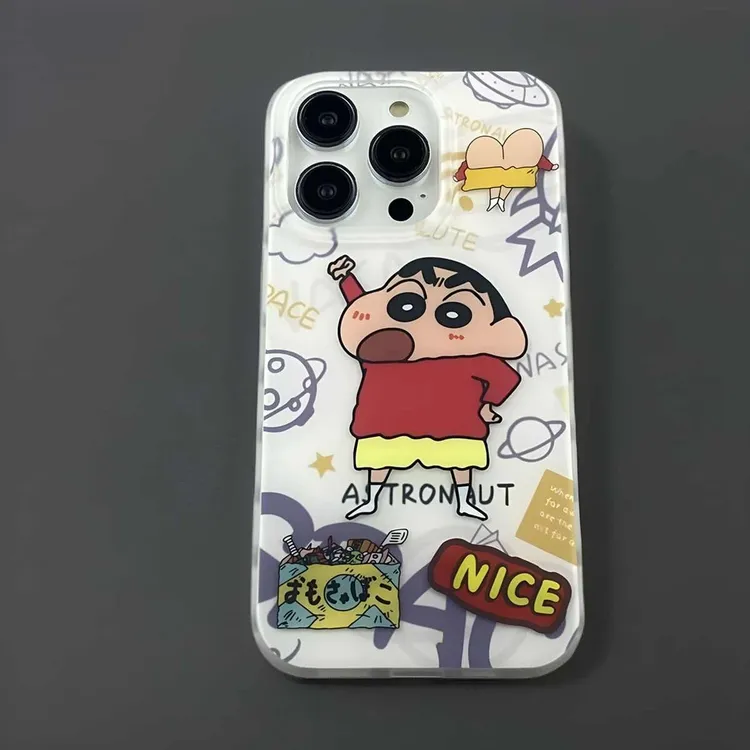 蜡笔小新涂鸦双层IMD适用iPhone15华为小米OPPOVIVO荣耀手机壳