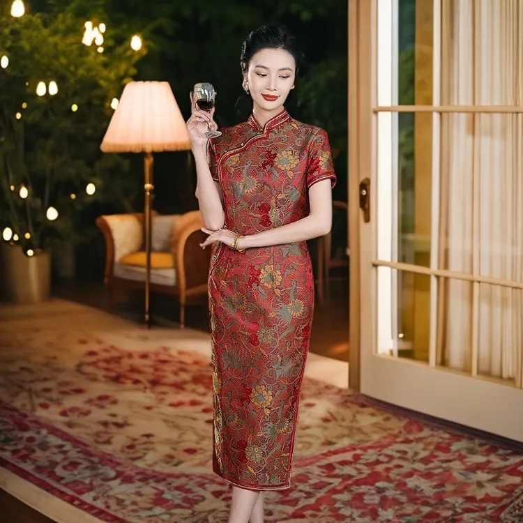 喜家婆精品女装新款修身气质新中式显瘦高贵奢华婚庆礼服婚宴旗袍