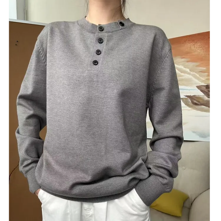 Y-J STUDIO套头落肩袖针织长袖针织衫毛衣男士圆领休闲宽松百搭