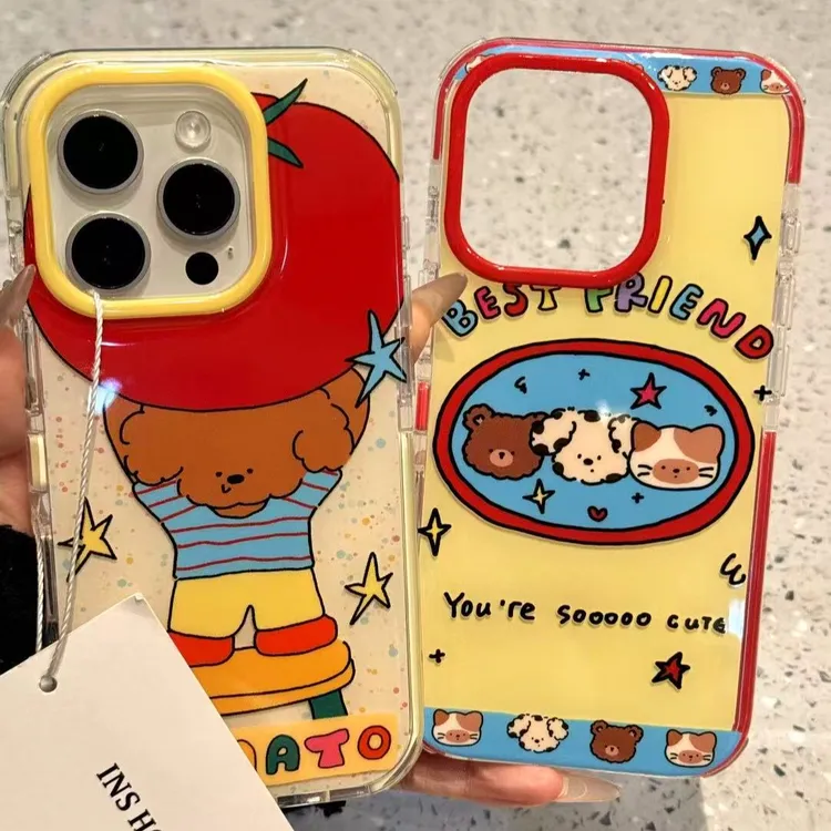 可爱小熊番茄适用苹果手机壳华为vivo小米荣耀oppo红米一加软防摔