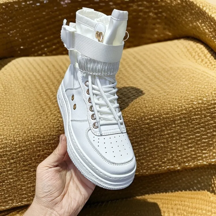 真皮网红正版休闲鞋短款透气系带秋季百搭时尚韩版秋冬潮流厚底