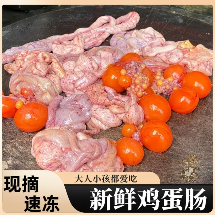 新鲜生鸡蛋包肠鸡蛋黄鸡杂鸡内脏烧烤麻辣小吃卤味食材