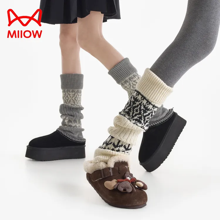 猫人袜套堆堆袜费尔岛女冬季保暖腿套加厚配雪地靴打底裤长筒袜套