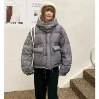 冬季新款时尚连帽碎花宽松休闲百搭加厚保暖面包服