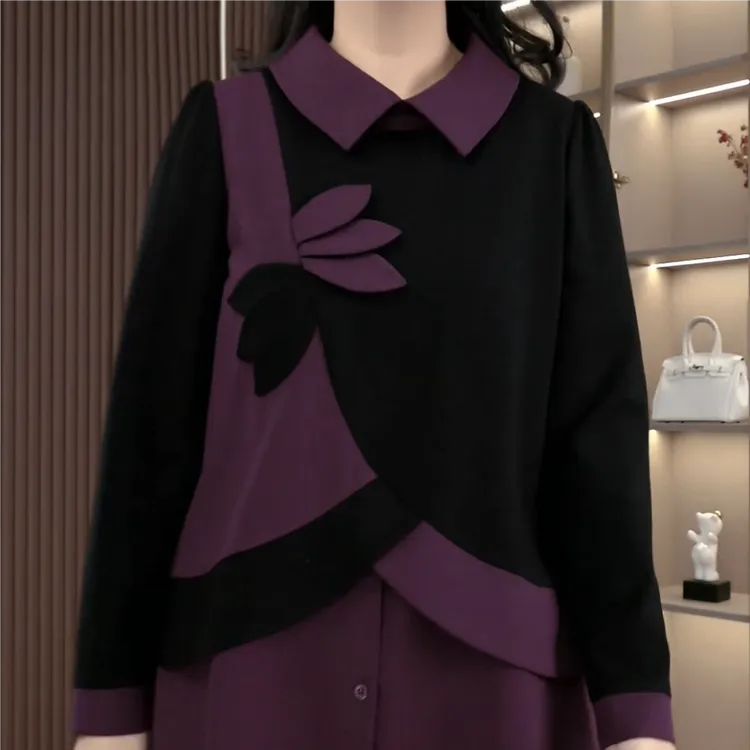 苏迷大码女装冬季新款时尚气质假两件减龄显瘦上衣ZSX25A0582