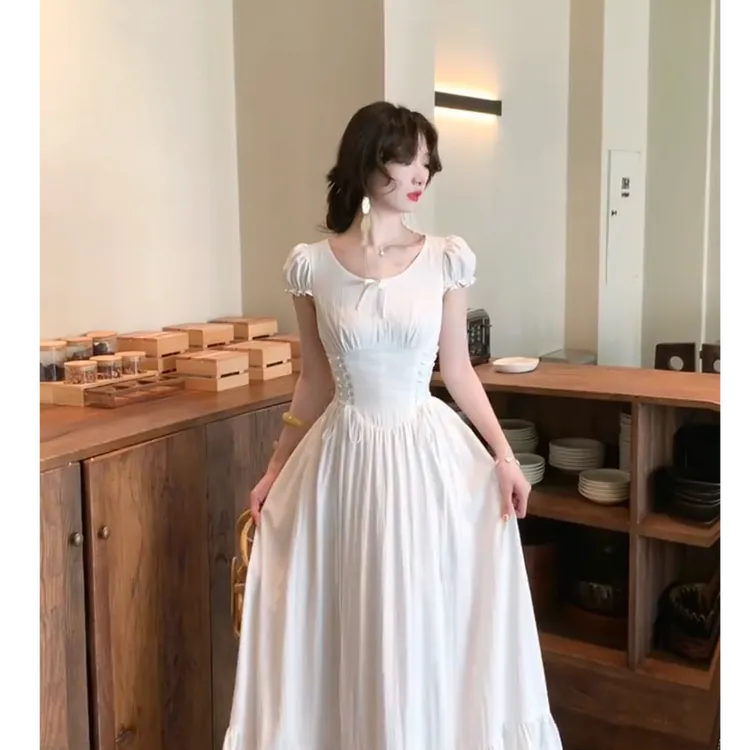MARIE.COCO法式白色连衣裙女夏季收腰显瘦洋气减龄气质温柔风长裙
