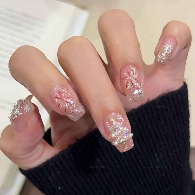 JohonGirls'/琴岛小嫚【圣诞快乐】新年高级感气质美甲纯手工穿戴甲