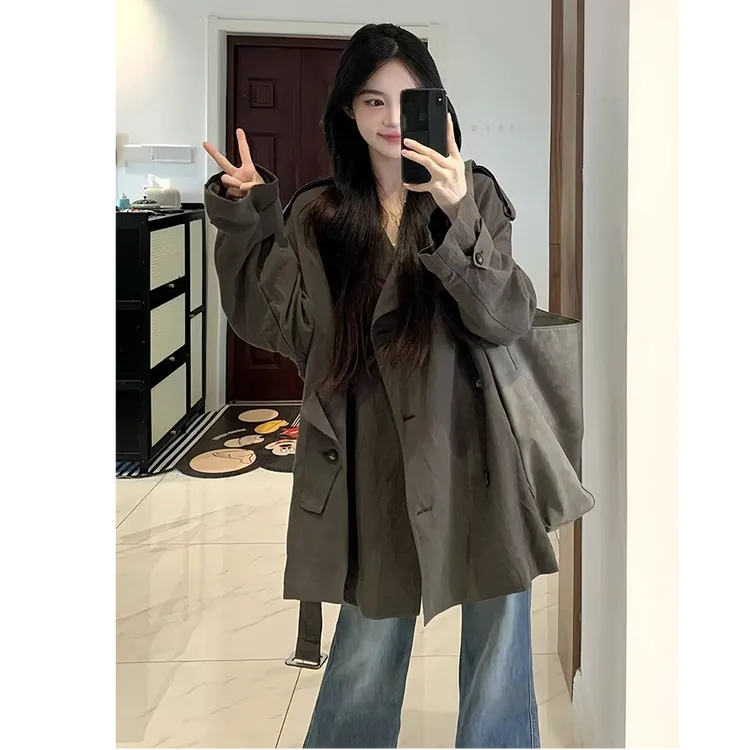 加大码300斤韩系巨好看的风衣男女装秋冬季高级感休闲大衣外套潮2