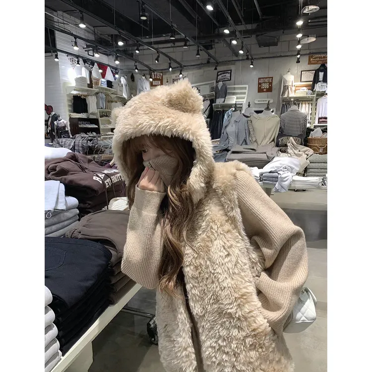 秋冬加厚马夹叠穿外套+同色系休闲毛衣开衫套装Z 9728#