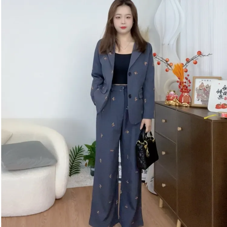 【珍珍专属】新款小个子时尚小香风女神范显瘦西装套装两件套2503