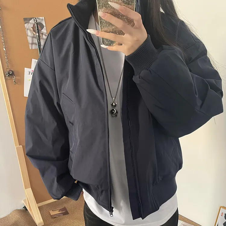美式bomber飞行员夹克男女秋冬cleanfit短款外套立领夹棉棒球服