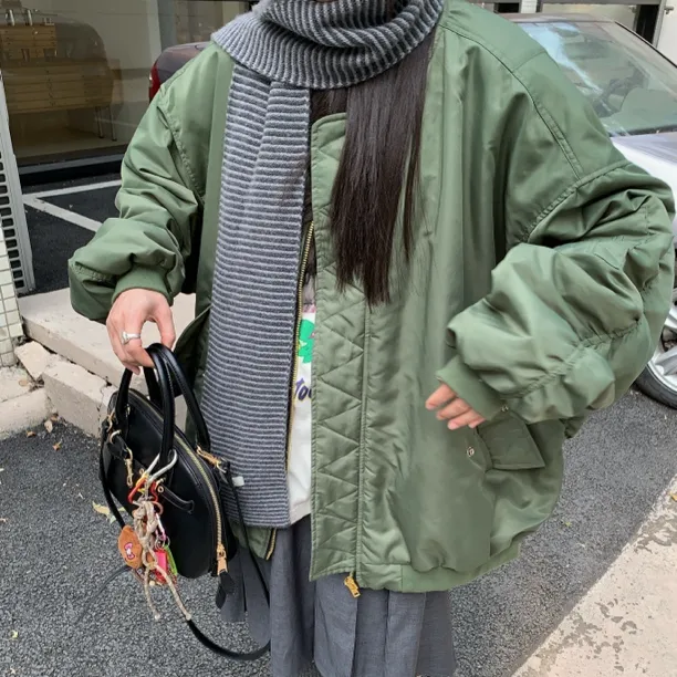 HELLOTANGO《飞行日记》小众设计韩版夹棉双面穿飞行夹克8139#