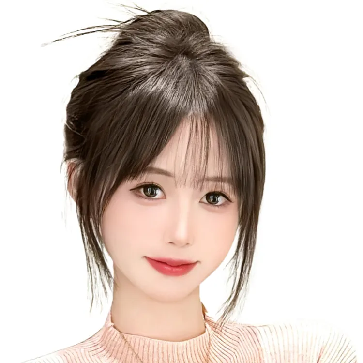 千姬法式刘海假发片头顶补发高颅顶增发量遮白发蓬松真发无痕假发