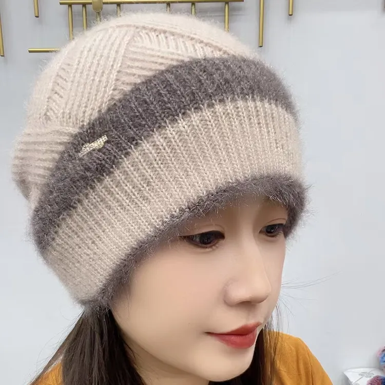 【双十二爆款推荐年终大促】新款冬季双拼加厚针织帽帽子01