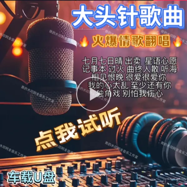 大头针翻唱歌曲专辑汽车载U盘USB抖音网红伤感流行热门经典