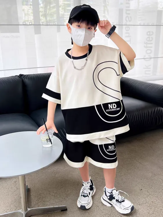 男童夏季套装韩版儿童帅气运动夏装中大童宽松短裤洋气衣服两件套