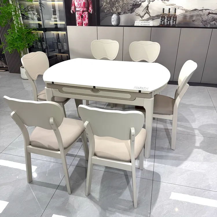 2025年新款家用餐桌小户型方圆两用可伸缩简约轻奢饭桌